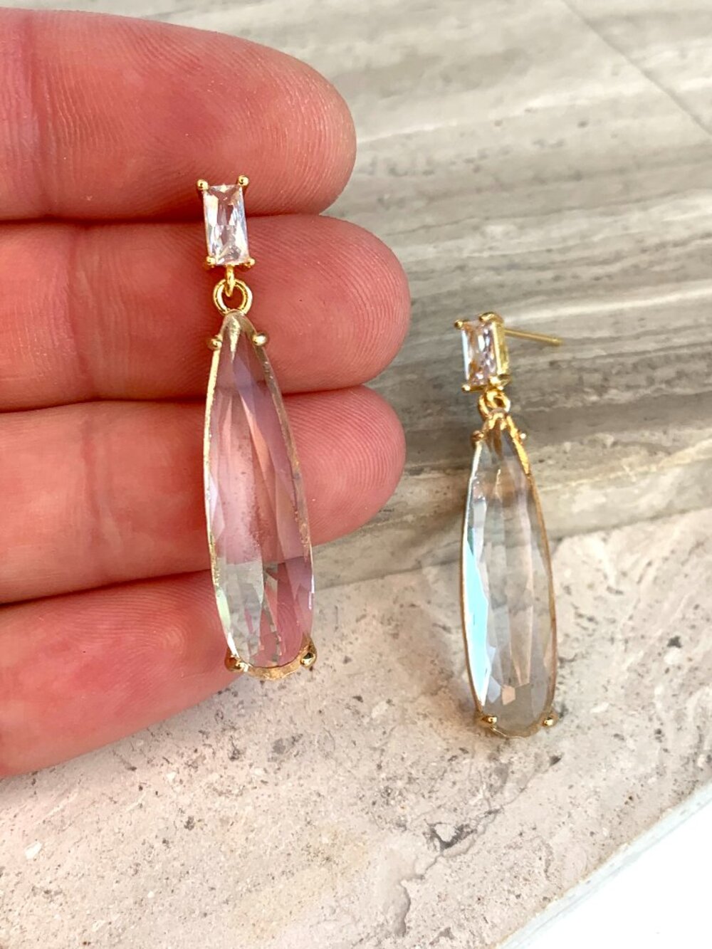 NEW~ Anthropologie Studio Bride Baguette Dewdrop Earrings - Picture 12 of 13